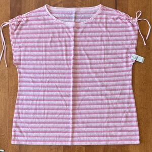Talbots Pink and White Striped Top xl NWT